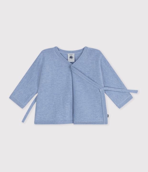 Babies' wool and cotton knit wrapover top POLAIRE