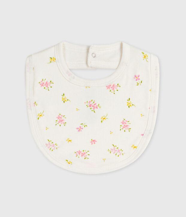 Newborn babies' printed cotton bib white/multicolor