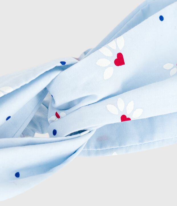 Children's hairband in floral-print poplin blue/multicolor