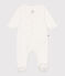 Babies' cotton pyjamas with little stars MARSHMALLOW white/MISTIGRI white