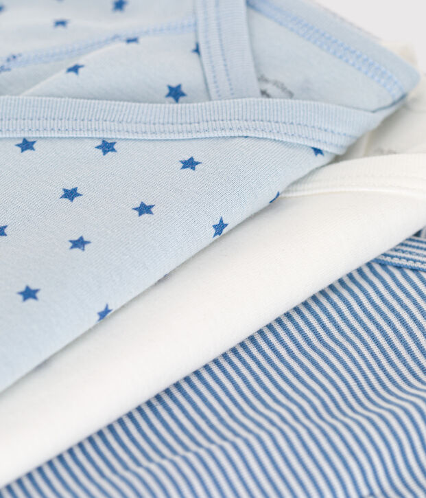 Babies' short-sleeved wrapover cotton bodysuits - 3-Pack multicolor