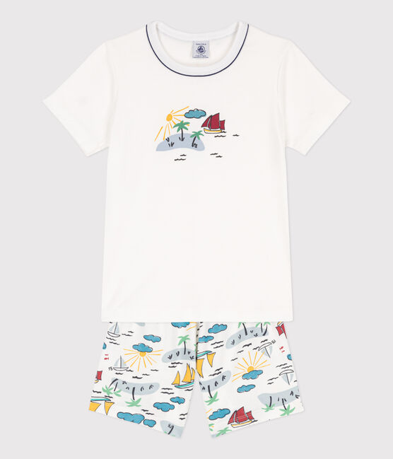 Children's Unisex Short Cotton Explorer Pyjamas MARSHMALLOW white/MULTICO white