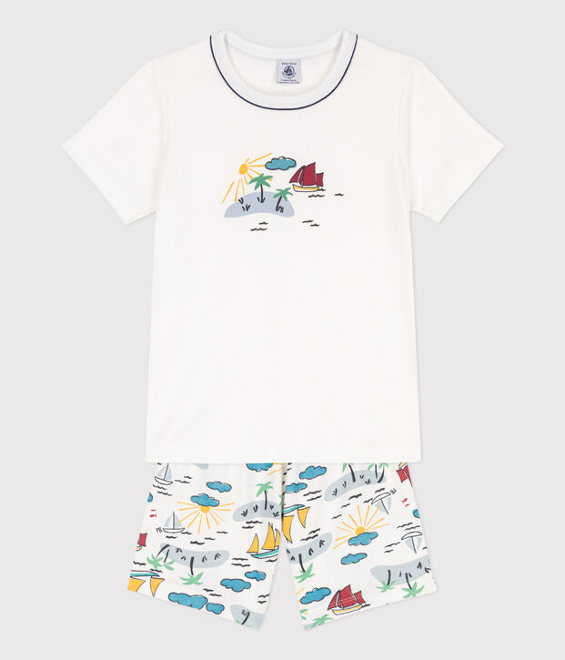 Children's Unisex Short Cotton Explorer Pyjamas white/multicolor