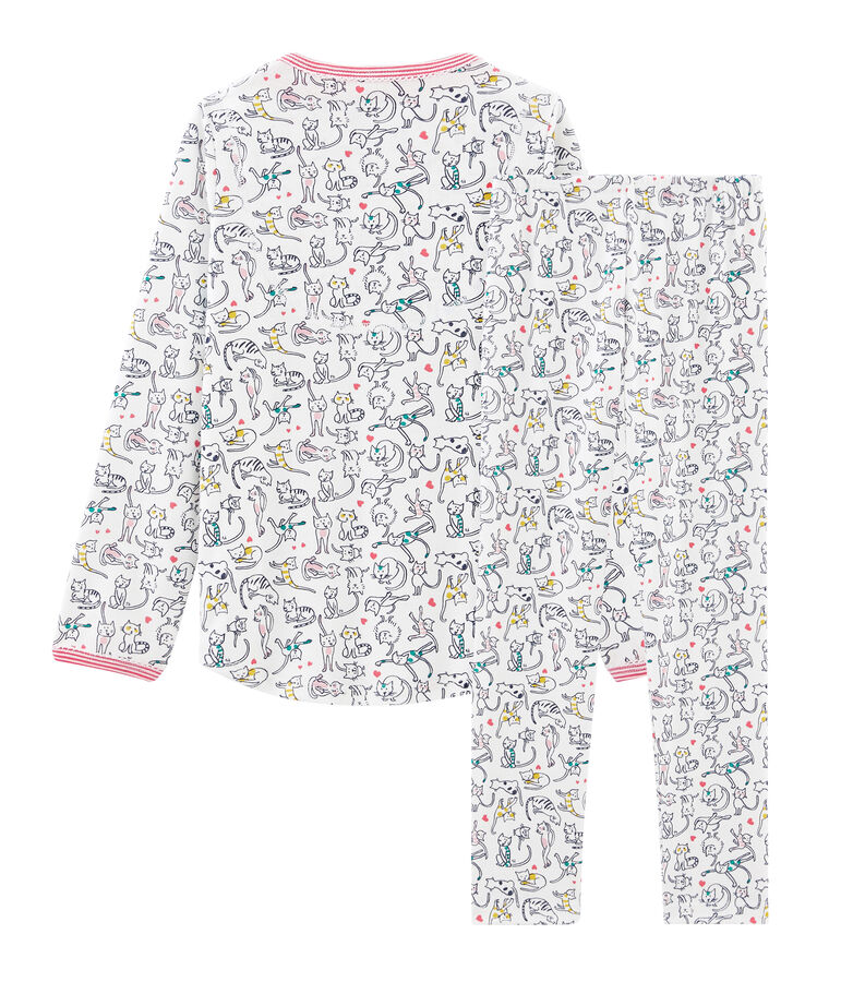 Girls' Ribbed Pyjamas white/multicolor