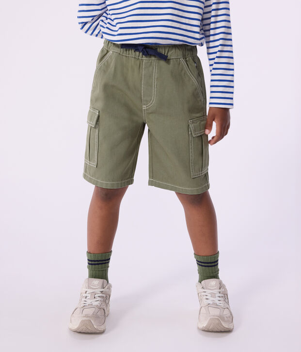 Children's cotton cargo Bermuda shorts OLIVINE