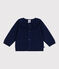 Babies' plain wool and cotton knit cardigan with a collar SOIR