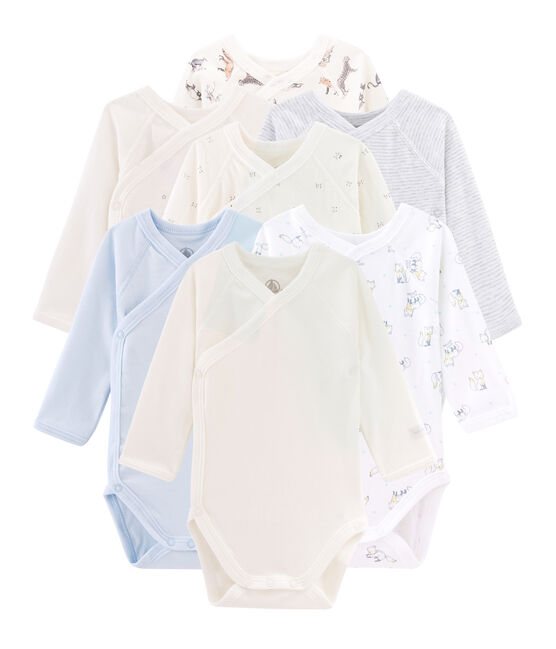 Surprise pack of 7 long-sleeved bodysuits for newborn baby boys variante 1