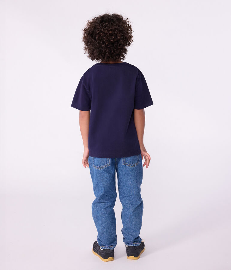 Children's short-sleeved printed T-shirt blue