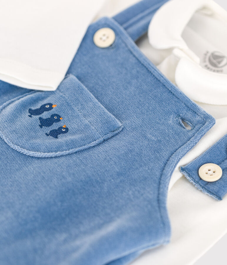 Babies' corduroy dungaree set blue