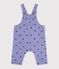 Babies' dungarees in serge with long legs and a heart print purple/multicolor