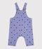 Babies' dungarees in serge with long legs and a heart print purple/multicolor