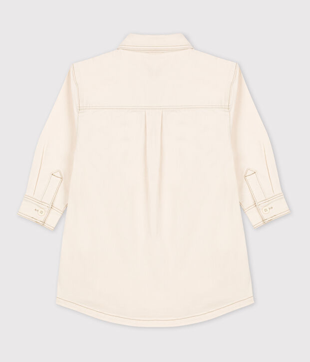 Girls' Long-Sleeved Denim Dress Ecru