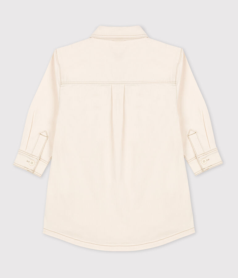 Girls' Long-Sleeved Denim Dress Ecru