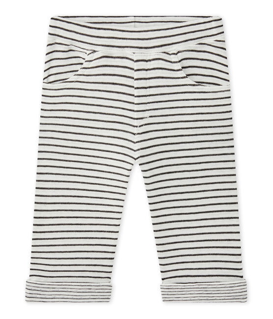 Baby boy's striped pants MARSHMALLOW white/CITY black