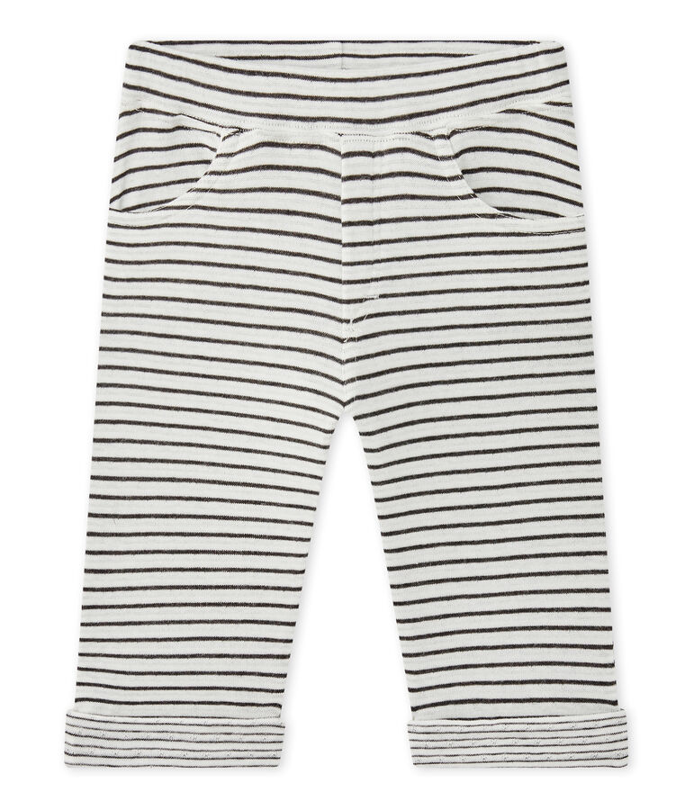 Baby boy's striped pants white/grey