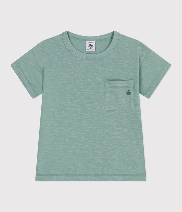 Children's plain short-sleeved cotton T-shirt green