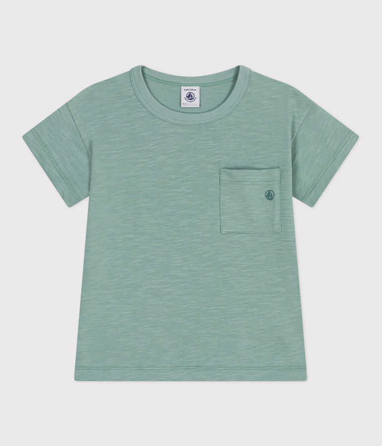 Children's plain short-sleeved cotton T-shirt PAUL green