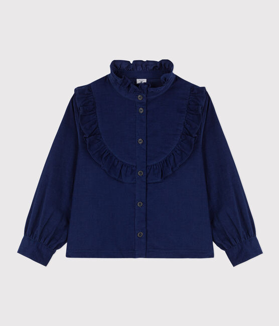 Girls' Velvet Blouse BLEU FONCE