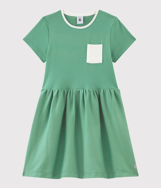 Girls' Short-Sleeved Cotton Dress ALOEVERA green