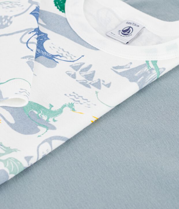Pack of children's long-sleeved dragon print cotton T-shirts multicolor