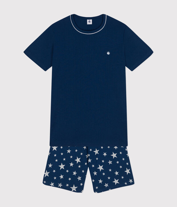 Junior Stripy Short Cotton Pyjamas blue/white