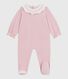 Babies' plain velour pyjama suit with a back opening