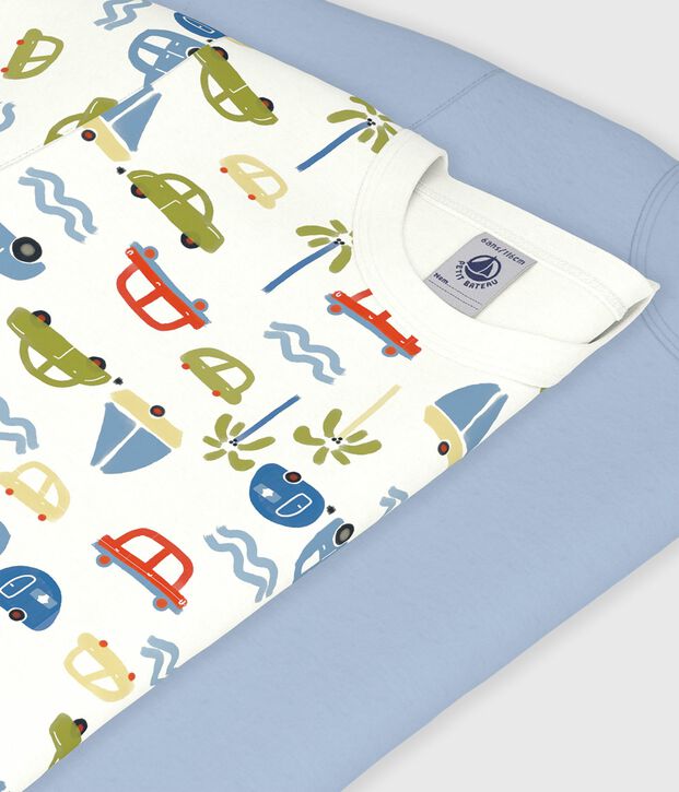 Pack of children's short-sleeved cotton T-shirts with cars multicolor