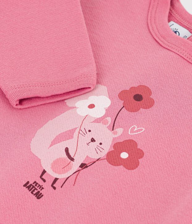 Babies' animal print cotton sweatshirt pink