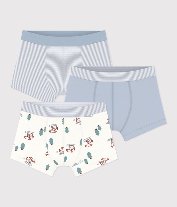 Pack of children's boxer shorts in printed cotton with covered waistbands multicolor