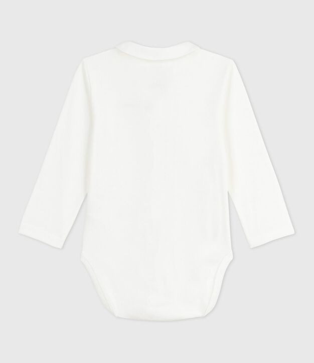 Babies' body with an embroidered collar and a message on the chest white/red