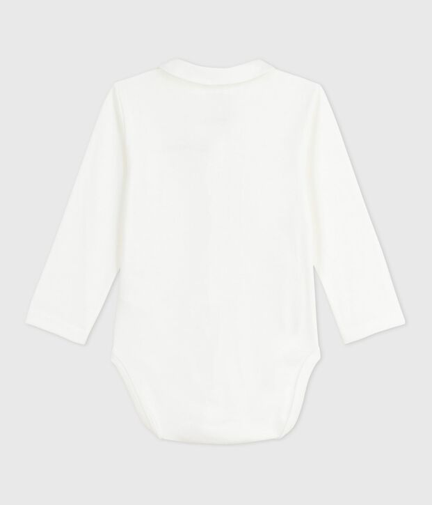 Babies' body with an embroidered collar and a message on the chest white/red