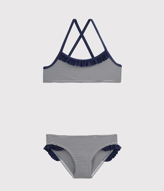Girls' Swimsuit ABYSSE blue/LAIT white