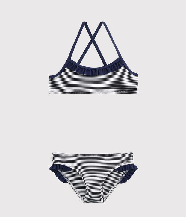 Girls' Swimsuit blue/white