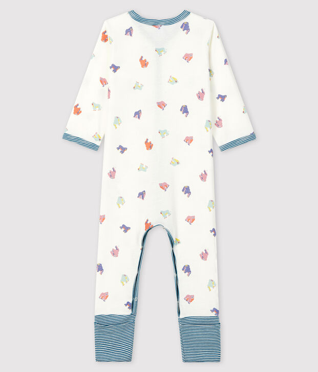 Baby Girls' Footless Gorilla Print Ribbed Sleepsuit white/multicolor