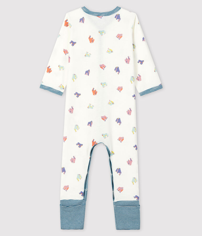 Baby Girls' Footless Gorilla Print Ribbed Sleepsuit MARSHMALLOW white/MULTICO white