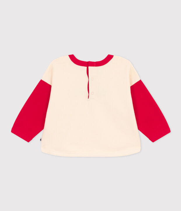Babies' Patterned Fleece Sweatshirt Ecru/CORIDA