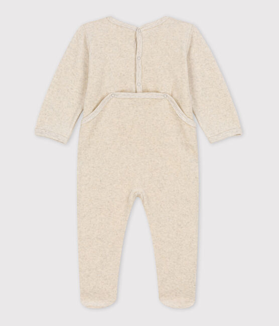 Babies' Owl Patterned Velour Sleepsuit MONTELIMAR CHINE beige