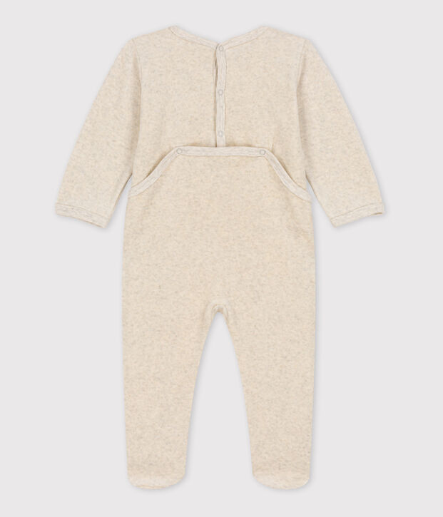 Babies' Owl Patterned Velour Sleepsuit MONTELIMAR CHINE