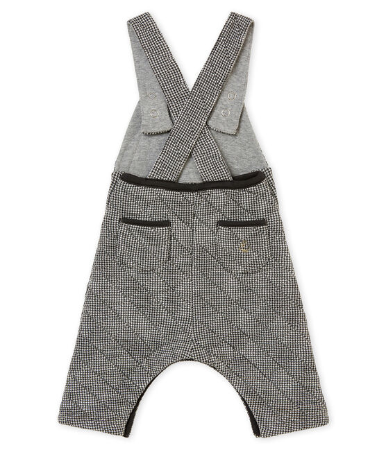 Baby girl's herringbone cotton tubic dungarees CAPECOD grey/MARSHMALLOW white