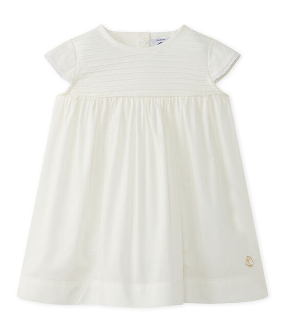 Baby girl's poplin dress MARSHMALLOW white