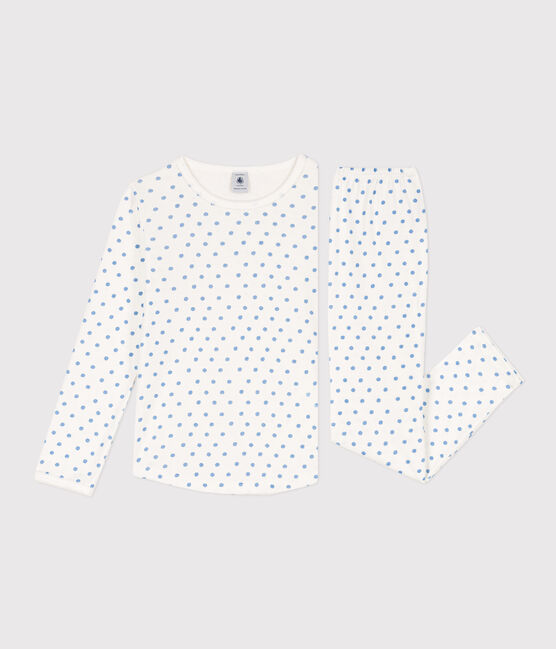 Girls' Spotted Cotton Pyjamas MARSHMALLOW white/EDNA