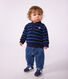Babies' stripy 0cotton sweatshirt with a polo collar