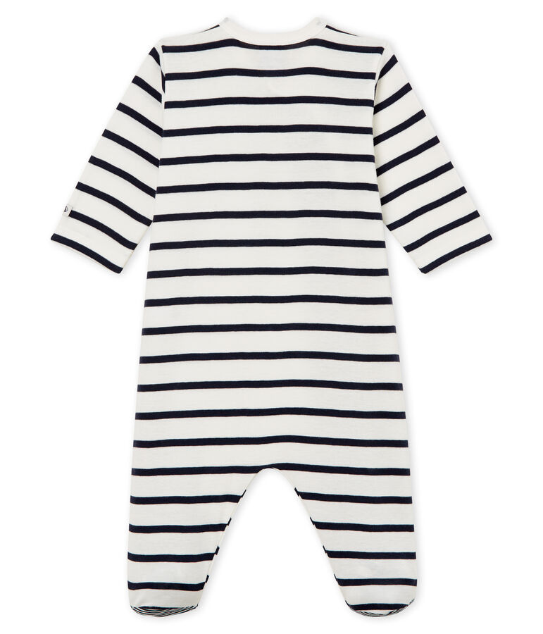 Babies' Ribbed Sleepsuit white/blue