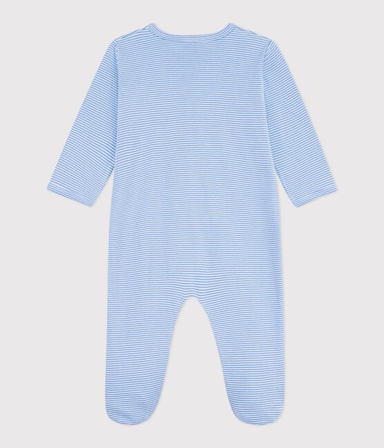 Babies' stripy printed cotton pyjama suit EDNA blue/MARSHMALLOW white