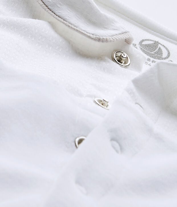 Baby's velour unisex sleepsuit white