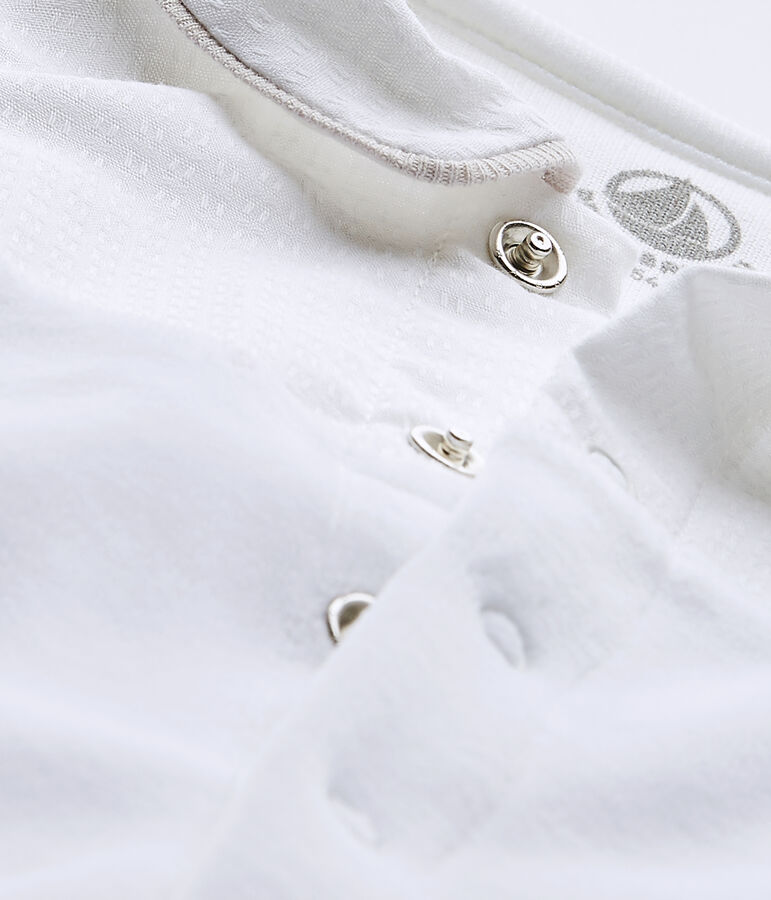 Baby's velour unisex sleepsuit white