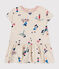 Babies' short-sleeved dress in fine jersey MONTELIMAR beige/MULTICO white
