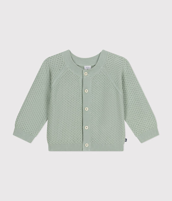 Babies' Knitted Cotton Cardigan HERBIER green