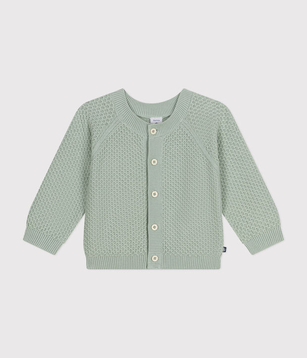 Babies' Knitted Cotton Cardigan green