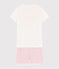 Girls' Seahorse Pattern Cotton Short Pyjamas MARSHMALLOW white/GRETEL pink
